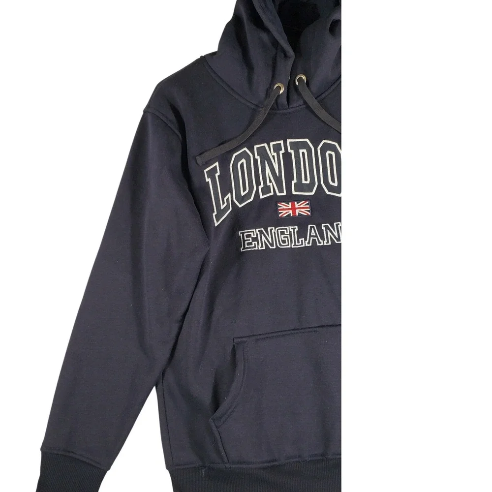 Capital T Shirts Mens Navy Blue London England Graphic Hoodie Sweatshirt Size‎ L
